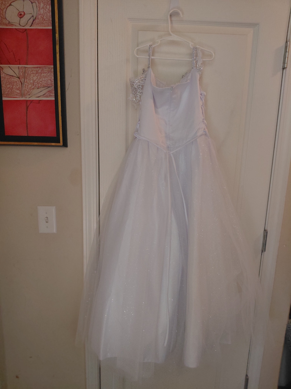 Tip Top Kids White Glitter Tulle Formal Gown
